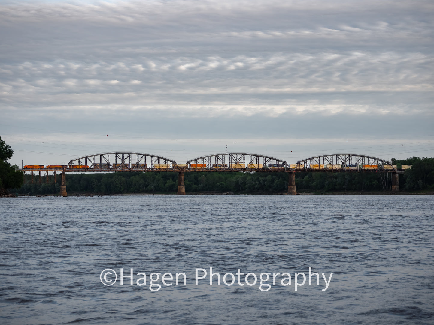 Train Over the River. The Missouri River, Missouri. /30